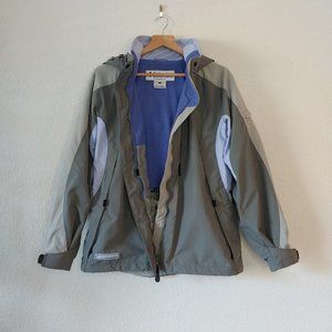 Columbia Gray Convert Fleece Lined Hooded Ski Snowboard Winter Jacket Large